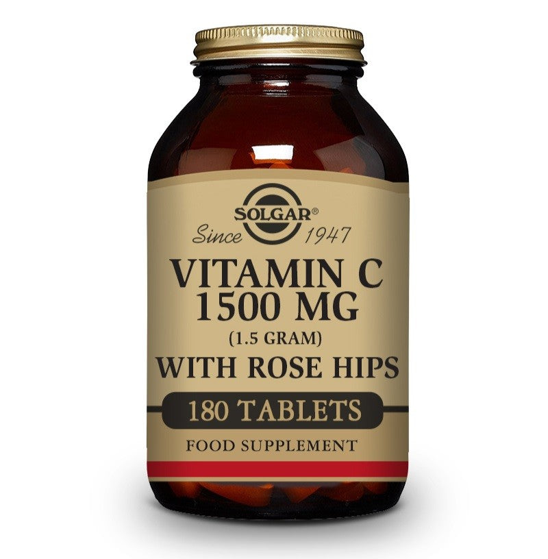 SOLGAR Vitamina C con Rose Hips (Escaramujo) 1500mg (180 Comprimidos)