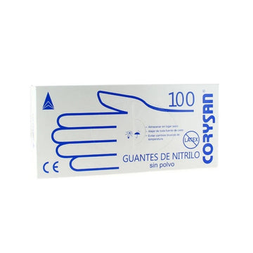 Guantes de Nitrilo Sin Polvo Sin Látex Talla M 100 unidades CORYSAN
