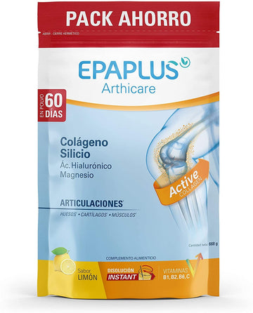 EPAPLUS Arthicare Colágeno + Silicio + Hialurónico + Magnesio Polvo Sabor Limón 668gr (60 Días)