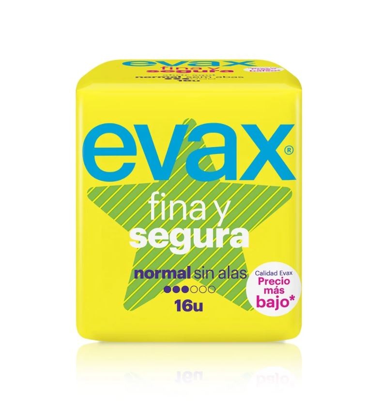 EVAX Fina y Segura Normal Compresa Sin Alas 16 Unidades
