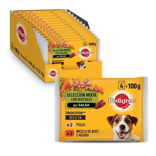 Pedigree Pouch Pollo, Buey y Verduras 4pouches x 100g