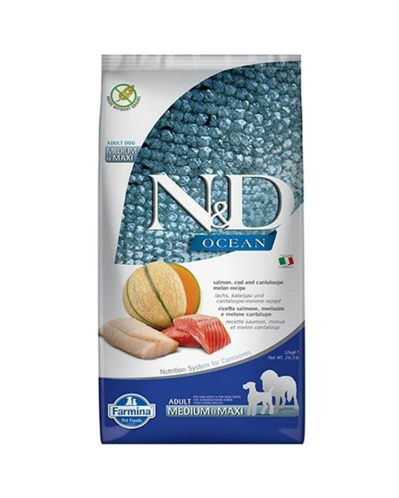 Farmina N&D Ocean Salmón, Bacalao y Melón Cantalupo Comida Seca 12kg