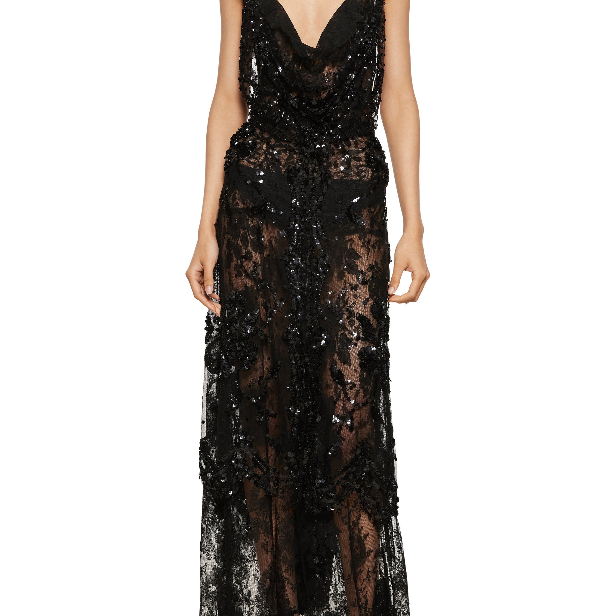 1940s Sheer Sequin Gown