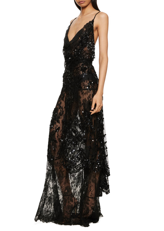 1940s Sheer Sequin Gown