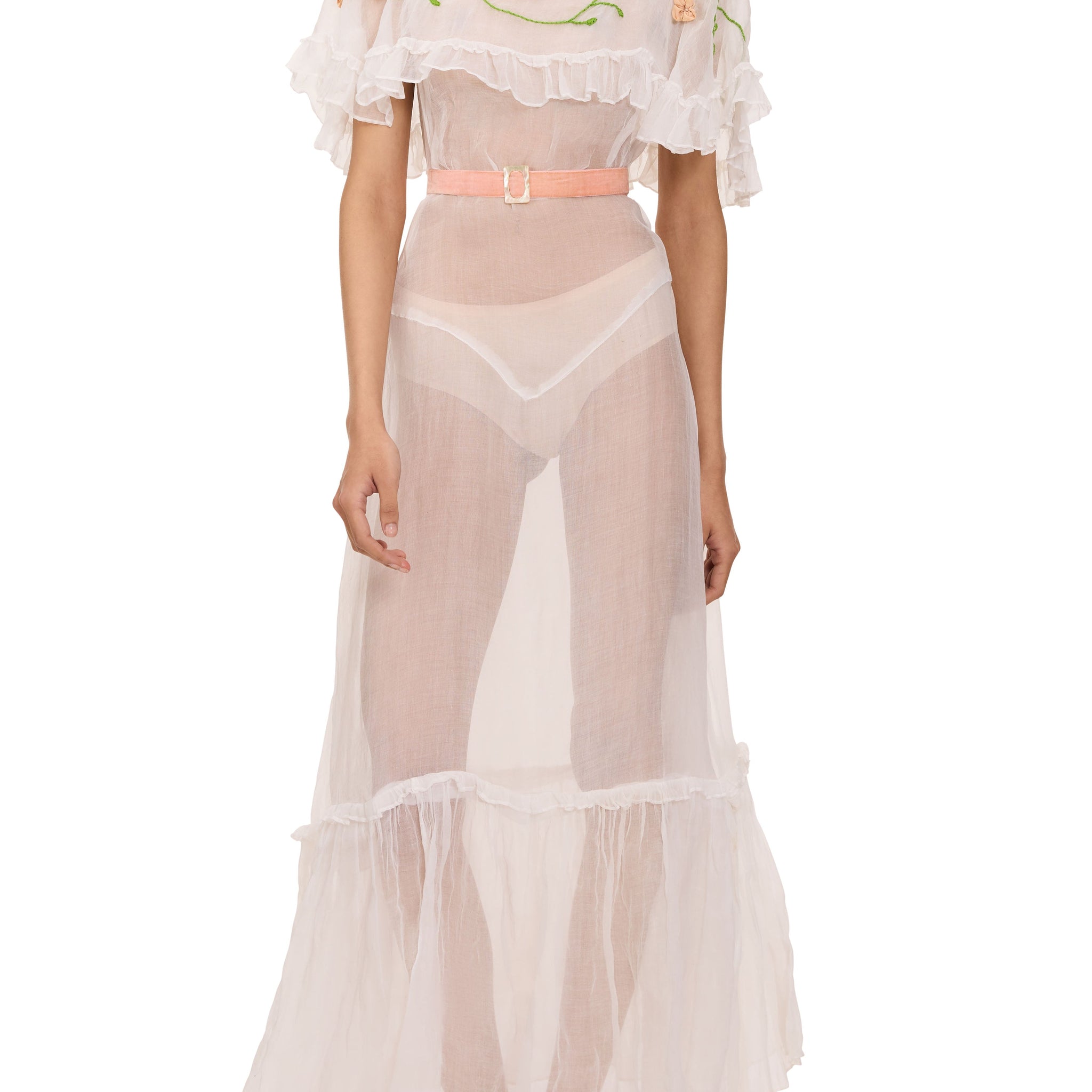 1930s White and Pink Floral Dress