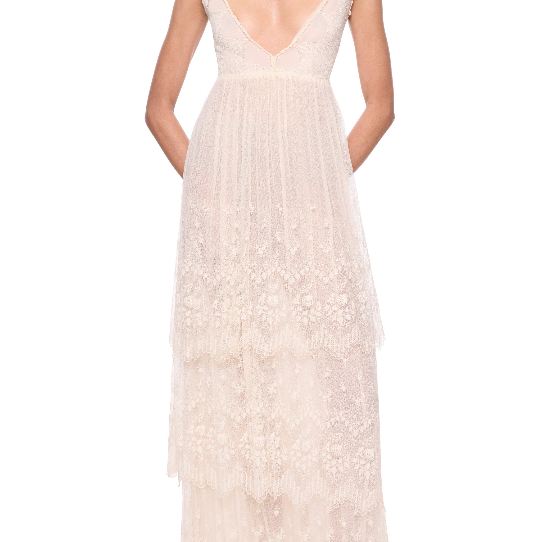 1940s Ivory Tiered Lace Sundress