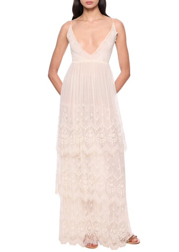 1940s Ivory Tiered Lace Sundress