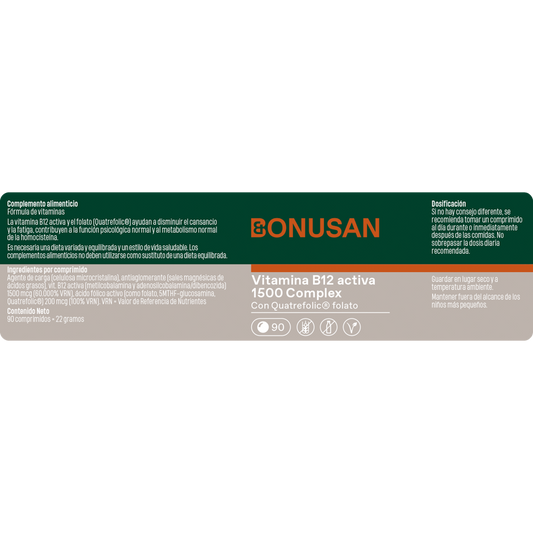 Bonusan Coenzima B12 1500 Mcg Plus 90 Tabletas