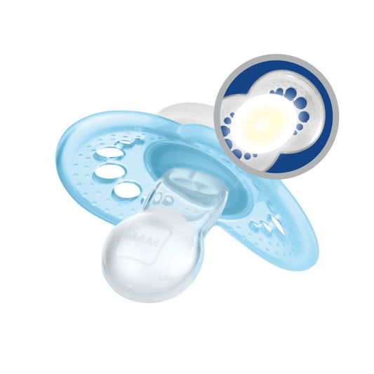 MAM Chupete Original Night Látex 6+M 2 Unidades (Azul y Blanco)