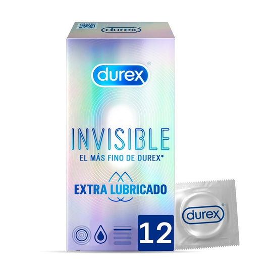 DUREX Preservativos Invisibles Extra Lubricados 12 unidades