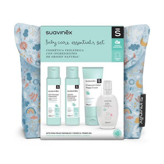 SUAVINEX Neceser de Viaje de Tela Azul Baby Care Essentials Set