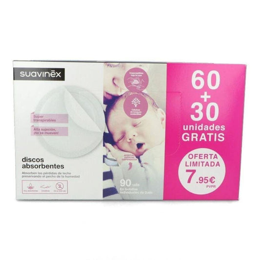 SUAVINEX Discos Absorbentes 60 Unidades + 30 GRATIS