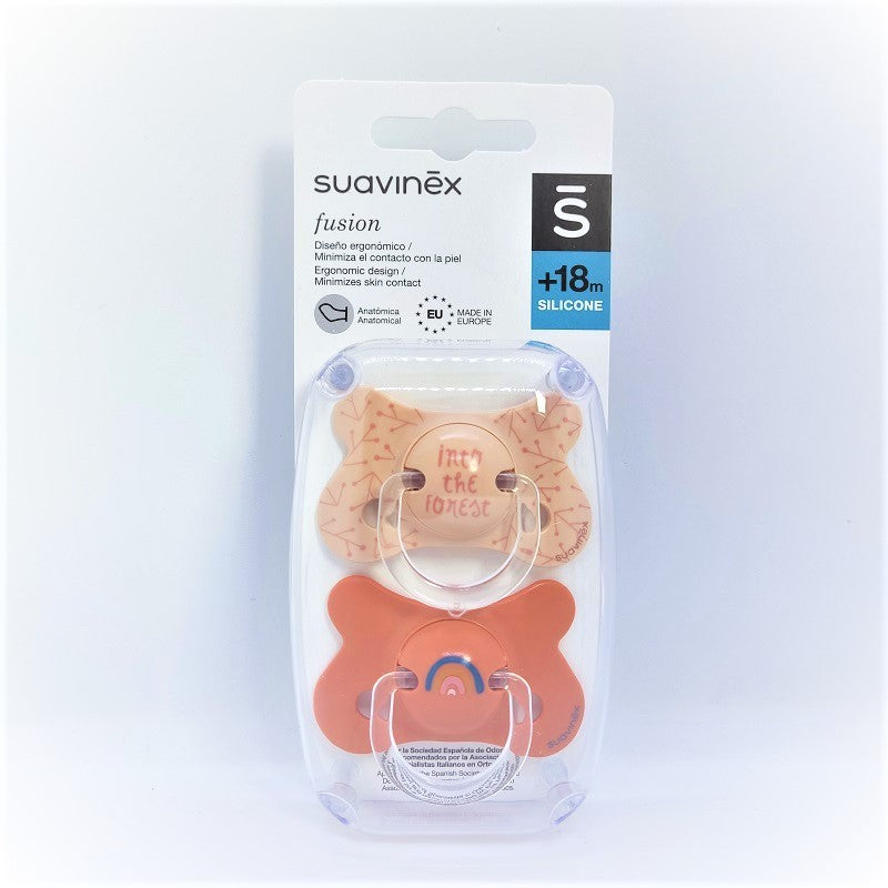 SUAVINEX Chupete Fusion Tetina Anatómica Silicona +18M 2ud (Rosa Arcoíris)