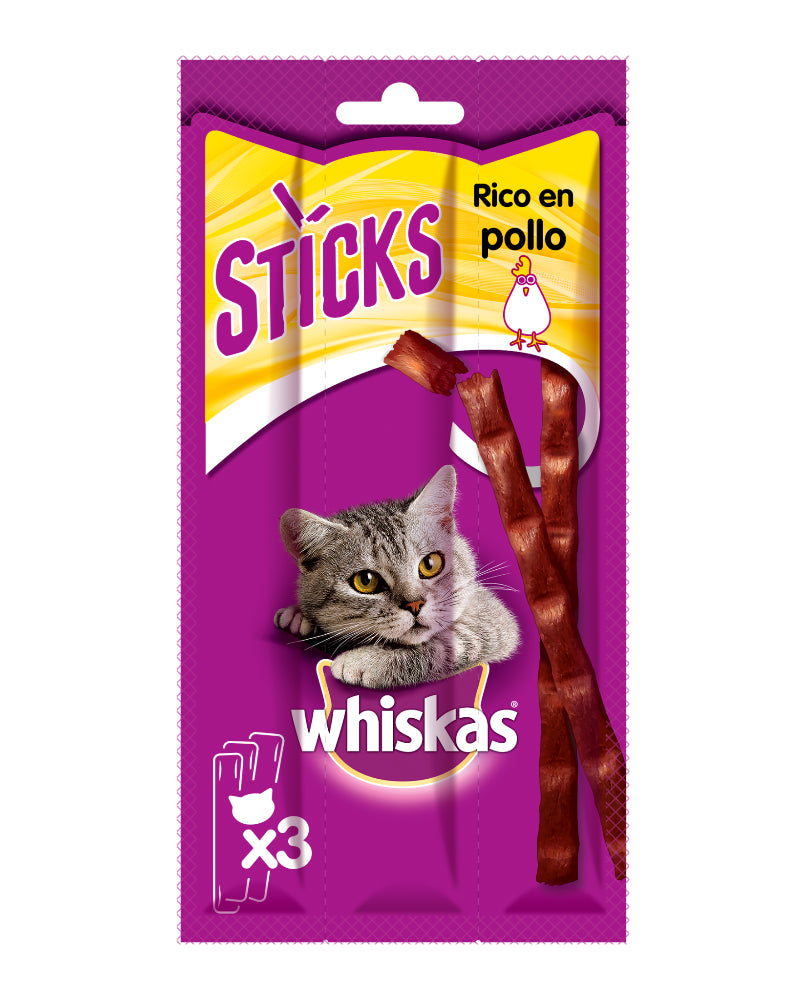 Whiskas Sticks Pollo Snack para Gatos 28 ud