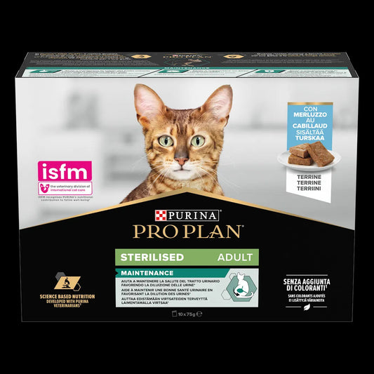 Purina Pro Plan Feline Sterilized Cod Food in a Terrine 10 units