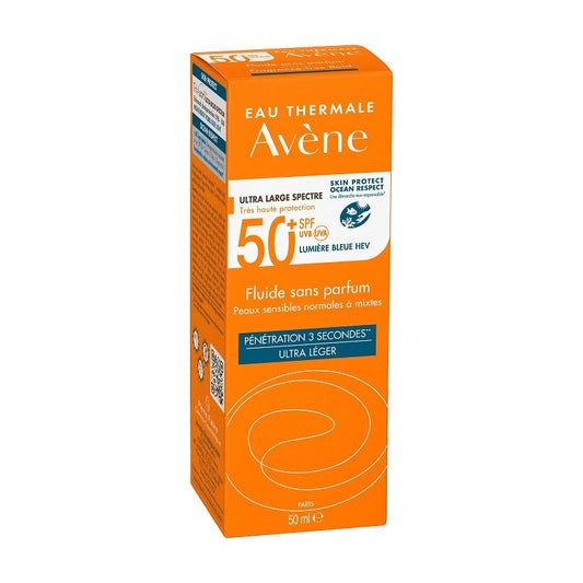 AVÈNE Protector Solar Fluido Sin Perfume SPF50+ Piel Normal o Mixta 50ml