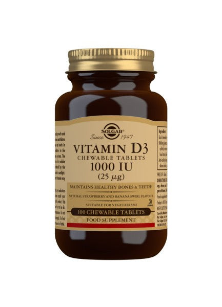 SOLGAR Vitamina D3 (1000 IU) 100 Comprimidos Masticables