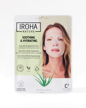 IROHA NATURE Mascarilla Facial Tisú Reconfortante e Hidratante con Aloe Vera 1ud