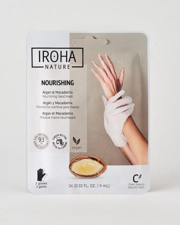 IROHA NATURE Guantes Mascarilla Nutritivos con Aceite de Argán y Macadamia 2uds