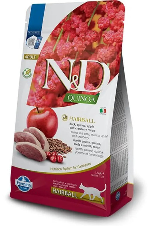 Farmina N&D Quinoa Hairball Pato Comida Seca 1,5kg