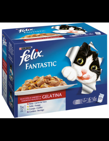 Purina Felix Fantastic Meat Feast Wet Cat Food 12x85g