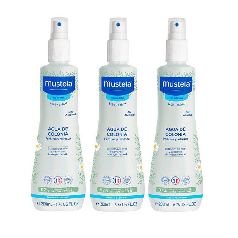 MUSTELA Trio Agua de Colonia Sin Alcohol 200ml (3 unidades)