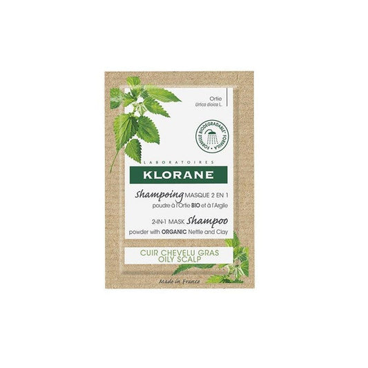 KLORANE Champú Mascarilla 2 en 1 Ortiga BIO y Arcilla 8 Sobres