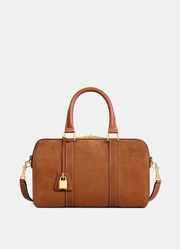 Bolso Boston mediano en piel de becerro nobuk