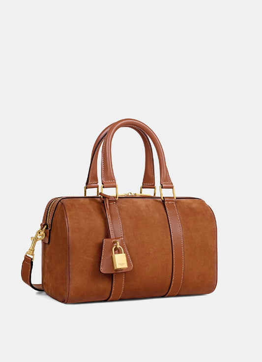 Bolso Boston mediano en piel de becerro nobuk