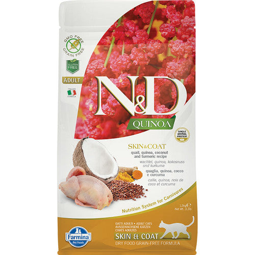 Farmina N&amp;D Quinoa Skin &amp; Coat Hypoallergenic Food for Cats (Quail) 5kg