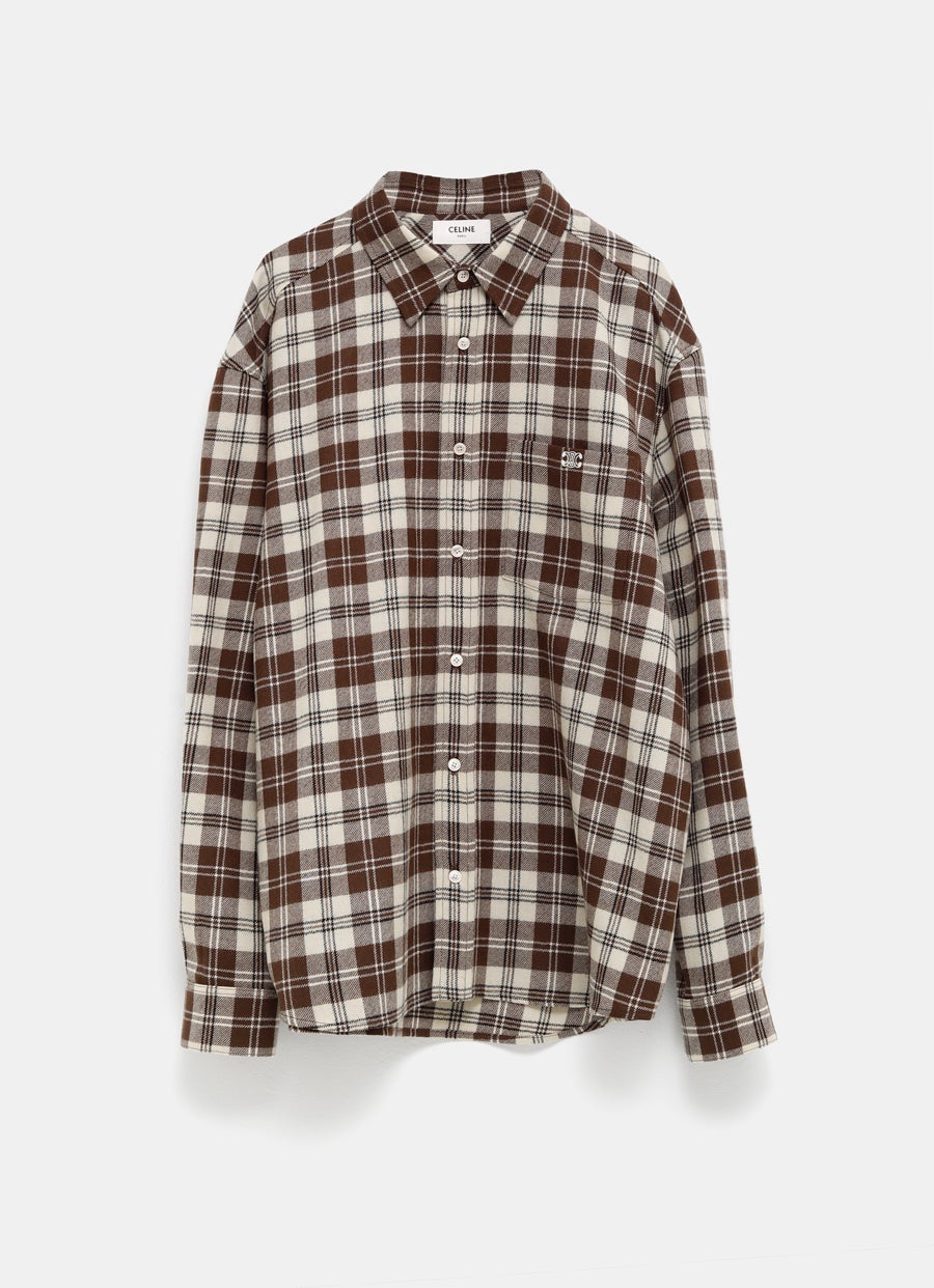 Camisa de lana a cuadros para hombre