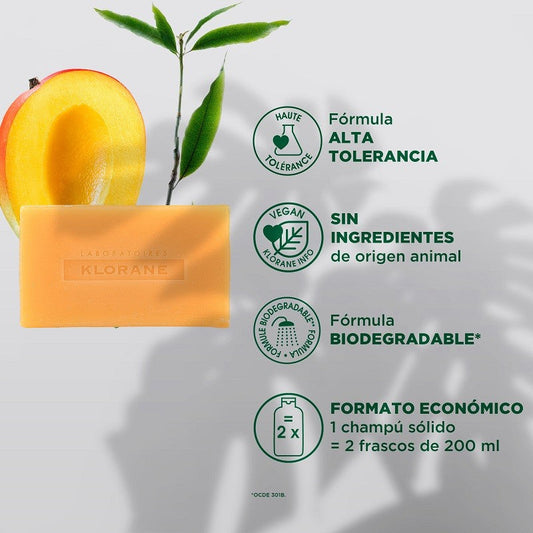 KLORANE Champú Sólido al Mango 80gr