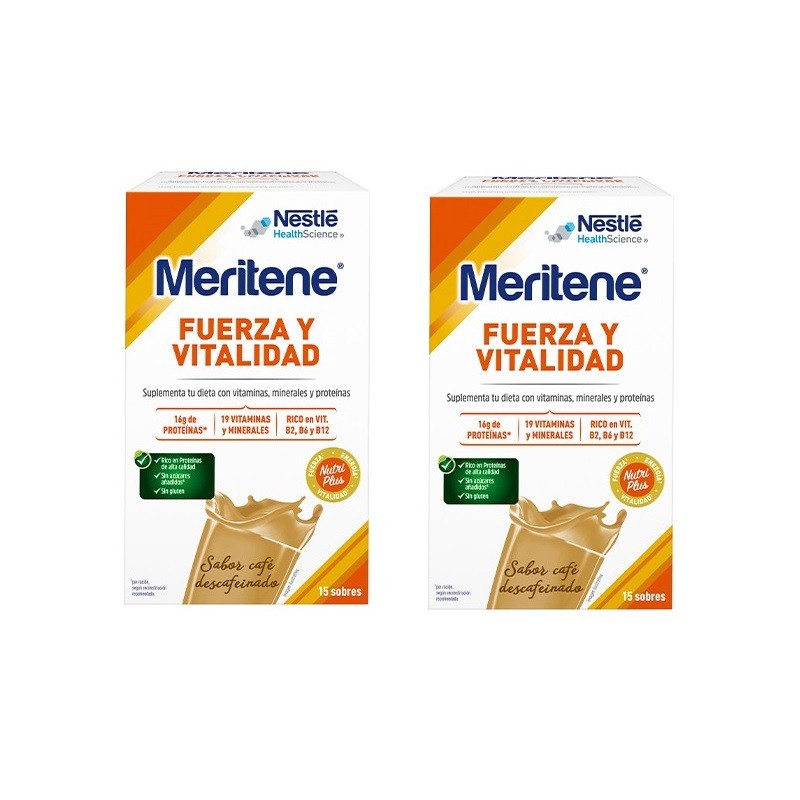 MERITENE Fuerza y Vitalidad Batido Café Descafeinado 30 sobres