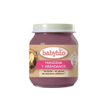 BABYBIO Tarrito de Fruta BIO Manzana y Arándanos +4m 130g