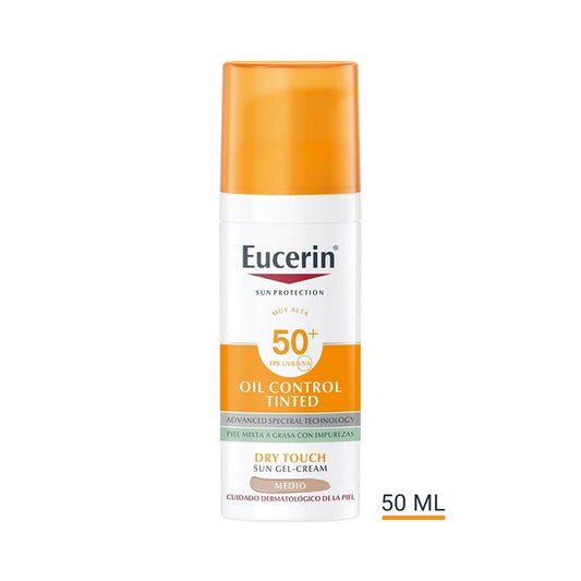 EUCERIN Oil Control SPF50+ with Medium Tint Dry Touch Facial Sunscreen Gel-Cream 50ml