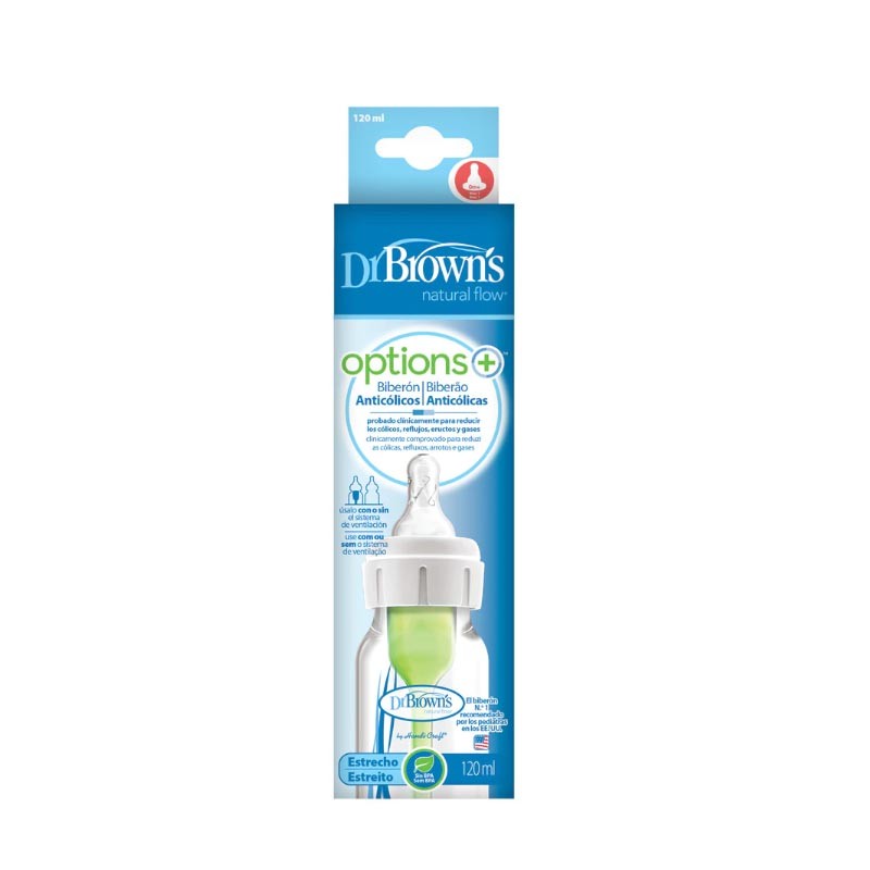 Dr Brown's Biberón Anticólicos Boca Estrecha Options+ 120 ml