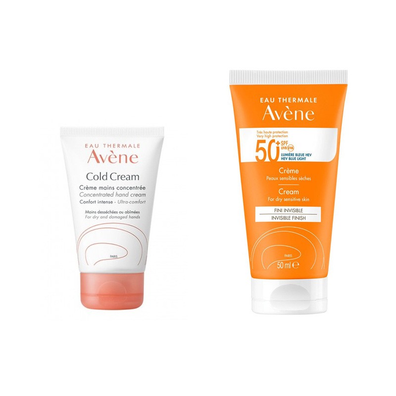 AVENE Cold Cream Concentrated Hand Cream 50ml + Avène Sun Cream SPF 50+ 50 ml