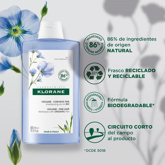 KLORANE Champú al lino BIO Duplo 2 x400 ml