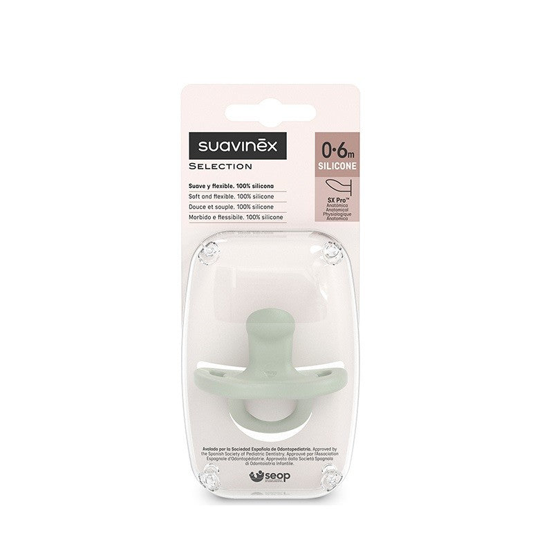 SUAVINEX Chupete Todosilicona SX Pro Anatómica 0-6 Meses (Verde)