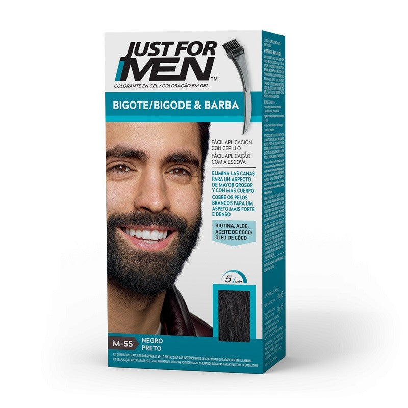 JUST FOR MEN Bigote y Barba Color Negro M-55 (15ml)