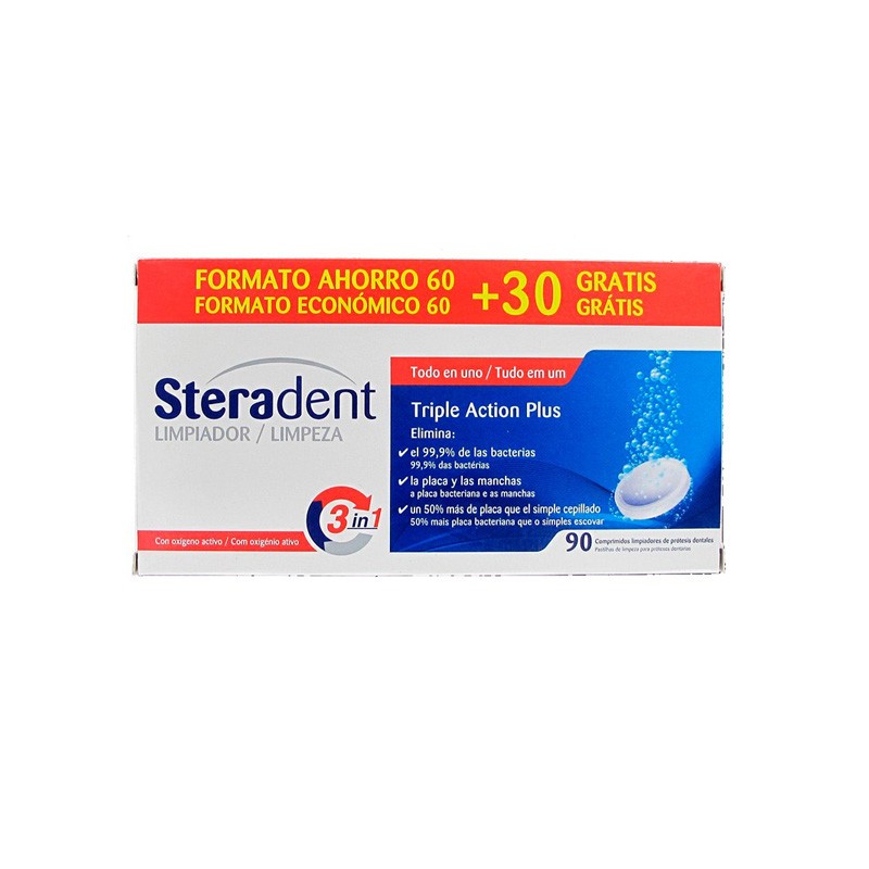 Steradent Limpiador Triple Acción 60 +30 tabletas
