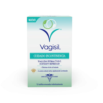 VAGISIL Cuidado Incontinencia Toallitas 2 en 1 (12 unidades)
