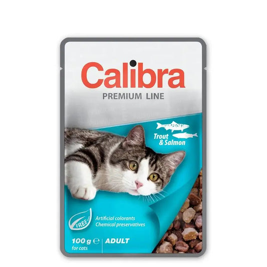 Calibra Cat Adult Pouch Trout Salmon, 24 sachets of 100g