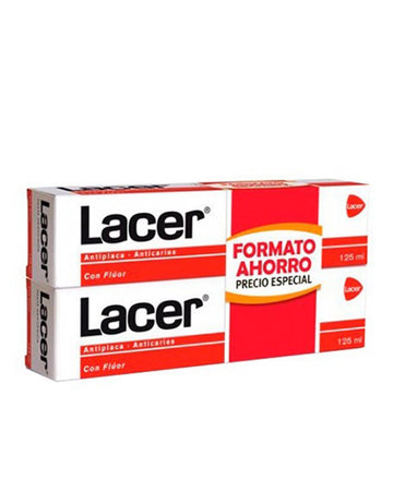 LACER Pasta de Dientes con Flúor Anticaries 2x125ml FORMATO AHORRO