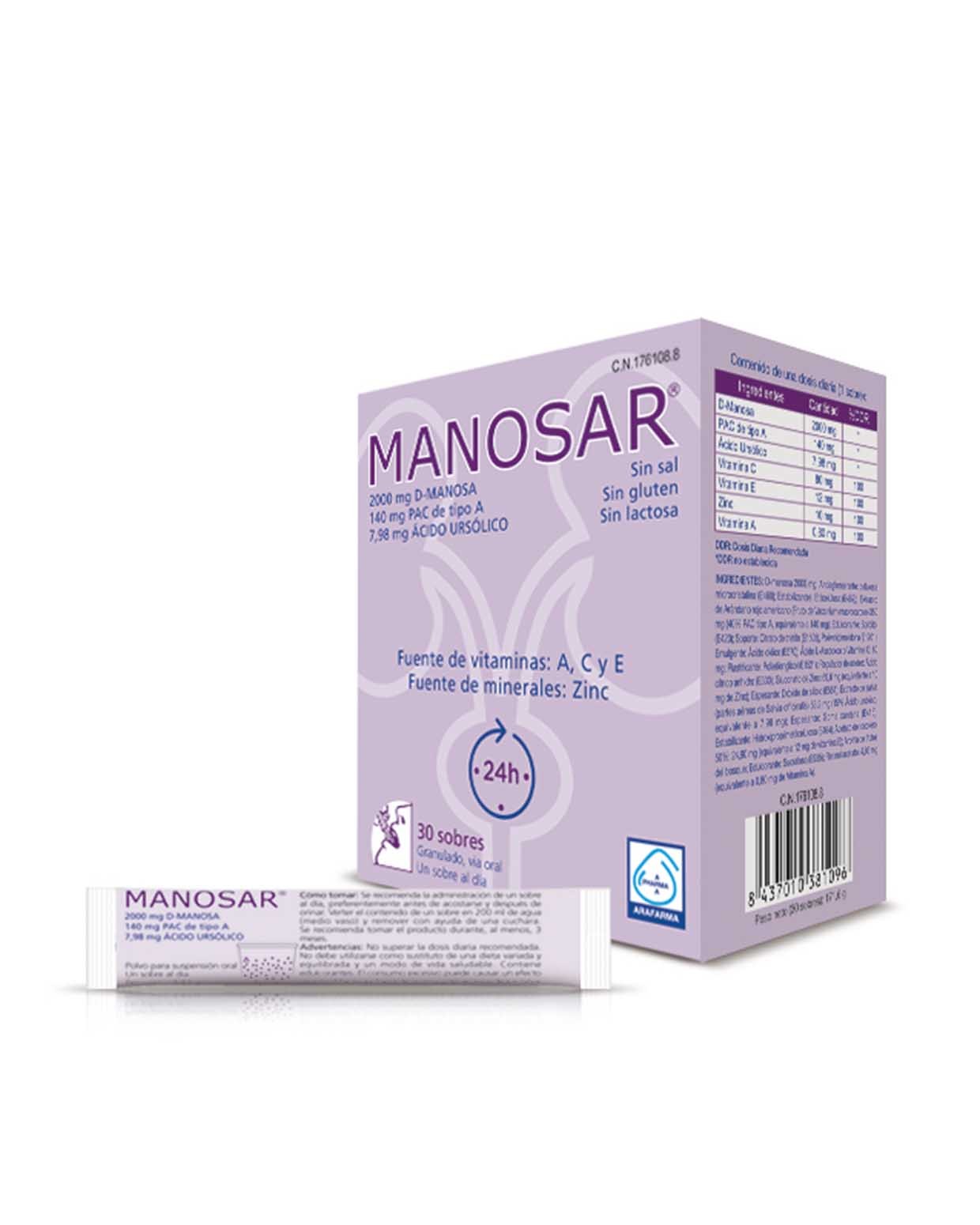 Manosar Arafarma Vitaminas A,C,E y Zinc 30 Sobres