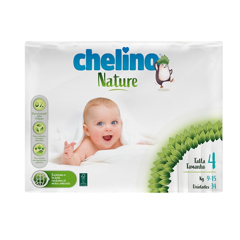 CHELINO Nature Pañales Talla 4 de 9 a 15 kilos 34 uds