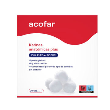 Acofar Compresas Karinas Anatómicas Plus de Algodón 20 uds