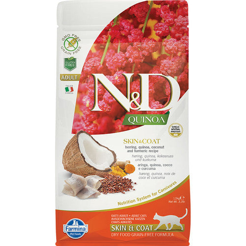Farmina N&D Quinoa Skin & Coat Arenque Pienso para Gatos 5Kg