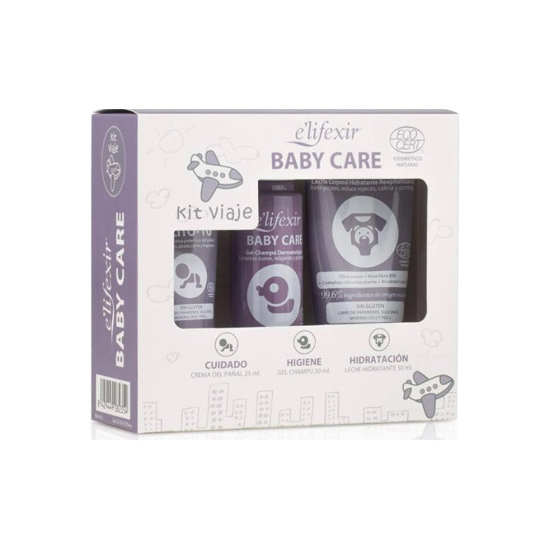 ELIFEXIR Baby Care Kit Viaje Gel champú + Leche corporal hidratante+ Crema Zona del Pañal