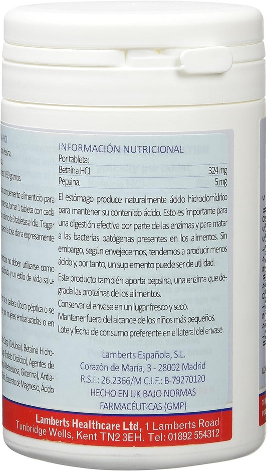 Lamberts Betaina Hcl 324 Mg 180 Tabs